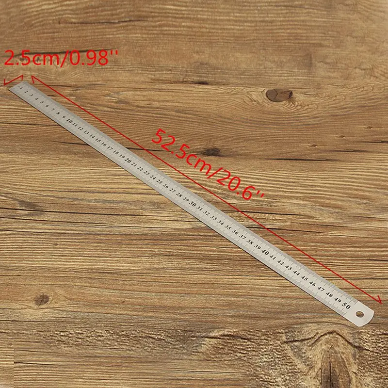 1Pcs High Quality 0.7mm Double Side Scale Stainless Steel Straight Ruler Measuring Tool 50cm Household Measurement Straight Rule