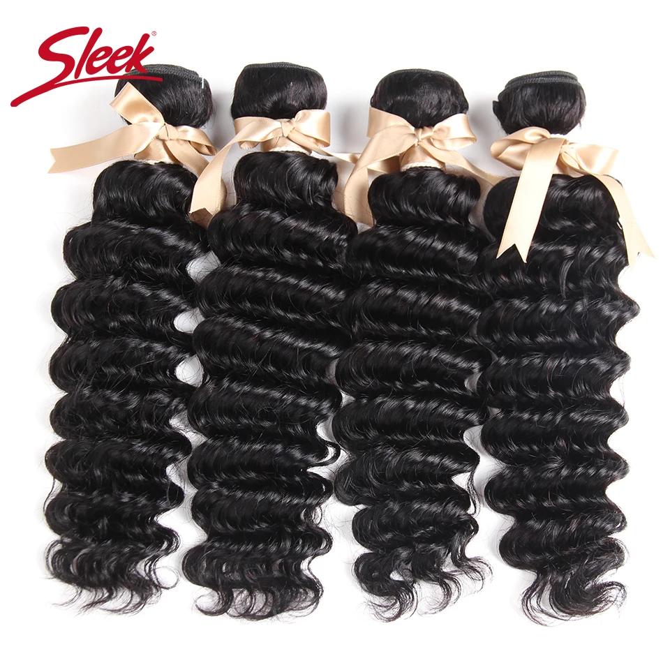 Sleek Brasilianische Tiefe Welle Bundles Mit Verschluss 100% Natürliche Remy Haar 3 Bundles Mit Verschluss Natürliche Farbe Für Schwarze Frauen