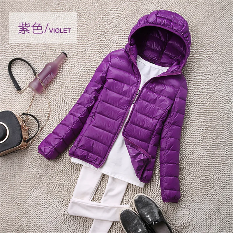 Sanishroly S-4XL Autumn Winter Women White Duck Hooded Down Jacket Female Ultra Light Down Coat Puffer Parkas Short Tops S435