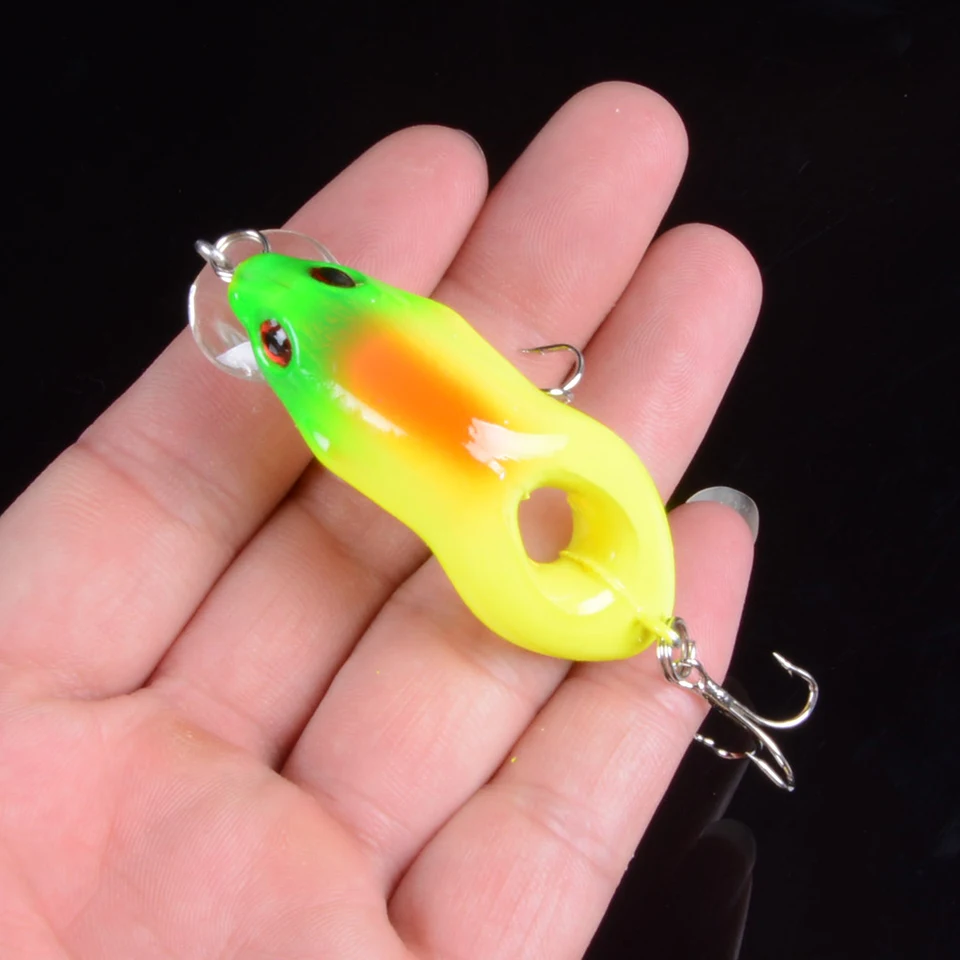 New Arrival 1PCS 5.5cm 8.8g Hard Minnow Popper Fishing Frog Lure 3D Eyes Treble Hooks Artificial Bait Fishing Tackle