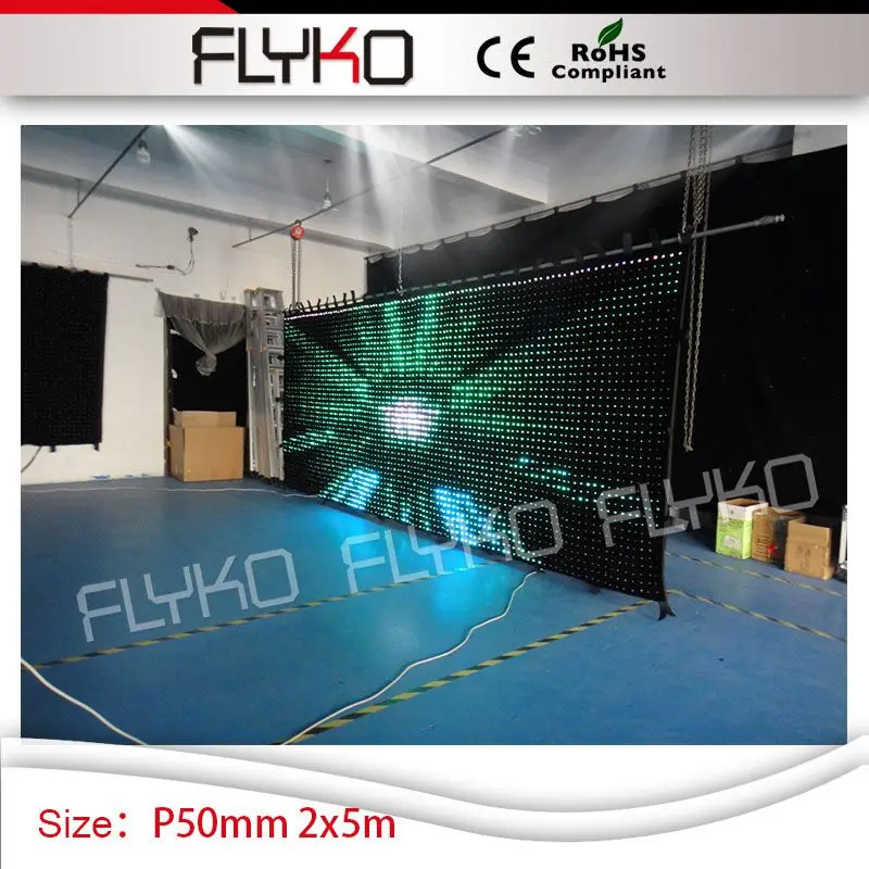 P5 2M by 5M black fabric led video curtain with PC controller stage indoor decoratioin