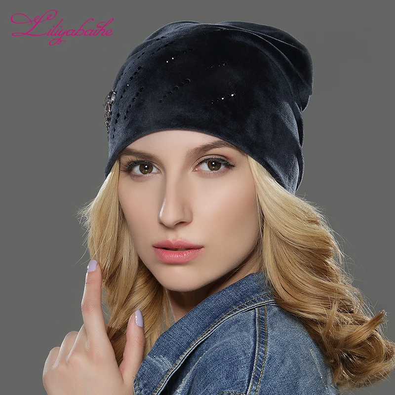 LILIYABAIHE Women Autumn And Winter Hat Ladies Cat Girls Hats For Women Skullies Beanies Fluff Caps Touca new style Caps