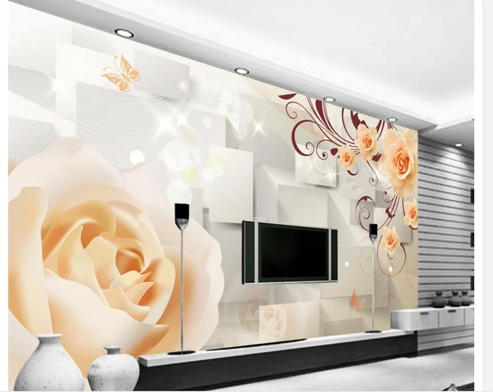 3d room wallpaper Home Decoration Fashion Roses TV wall paintings photo mural wallpaper