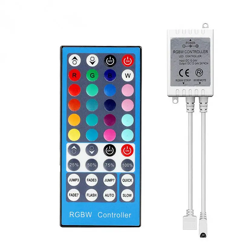 ECLH 4 Channels DC 12V - 24V RGBW LED Controller Dimmer 40Key 5Pins IR Remote Control For SMD 5050 RGBW RGBWW LED Strip Light