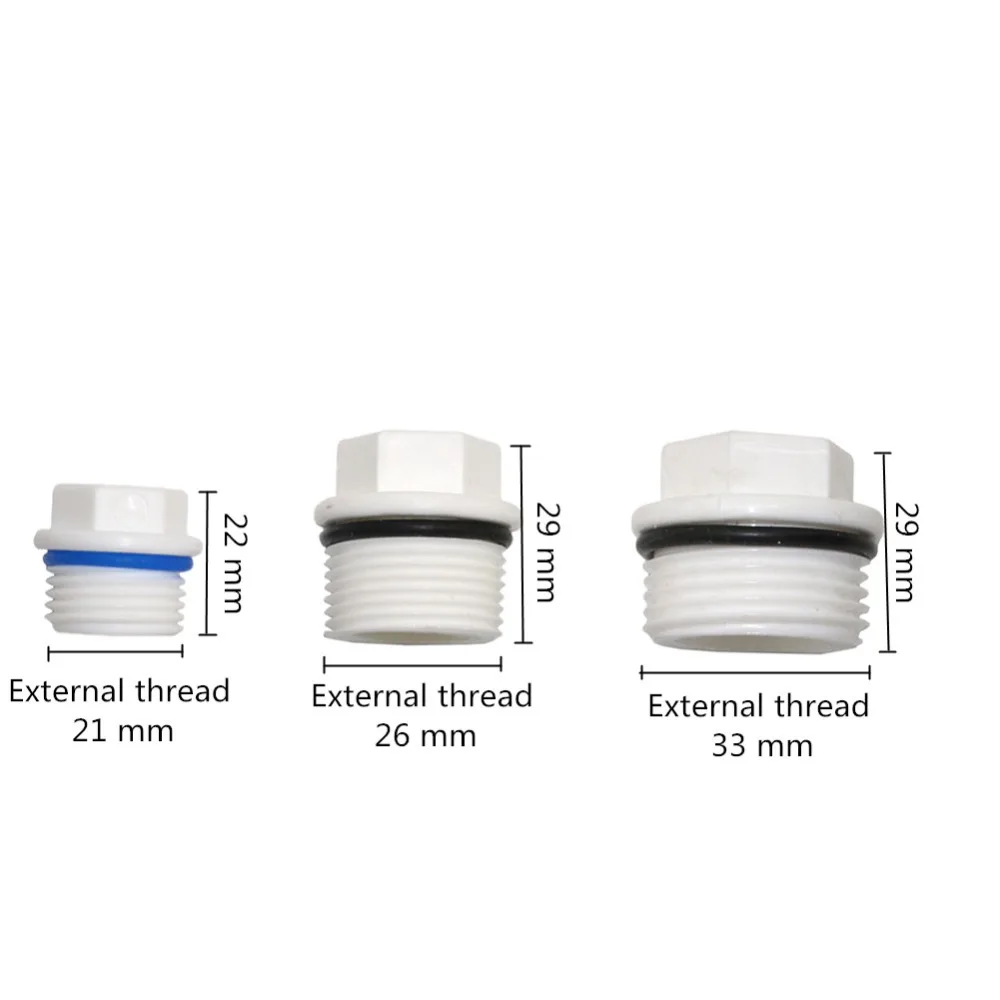 1/2 Cal 3/4 Cal 1 Cal gwint zewnętrzny zaślepki śrubowe zaślepki nawadnianie ogrodu rura rura PVC otwór uszczelka korek montaż 5 sztuk