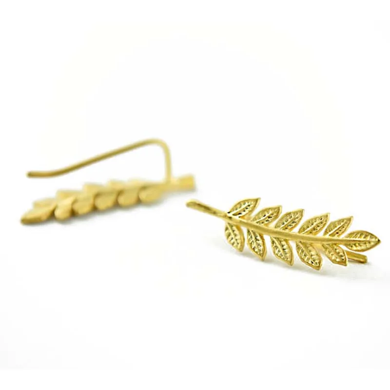 1 Pair Fashion Women\'s Leaves Crawler Ear Studs Leaf Vines Sweep Pin Earrings