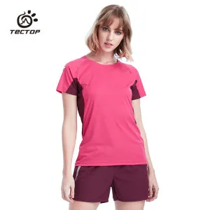 Tectop outdoor men women Solid color short-sleeved Round neck T-shirt Breathable quick-drying camping hiking travel T-shirt