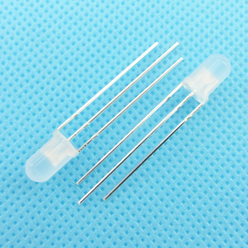 10pcs/lot F5 5mm LED Bi-Color Diffused Common Cathode Round Light Emitting Diode Dual Red Blue Foggy Plug-in Practice DIY Kit