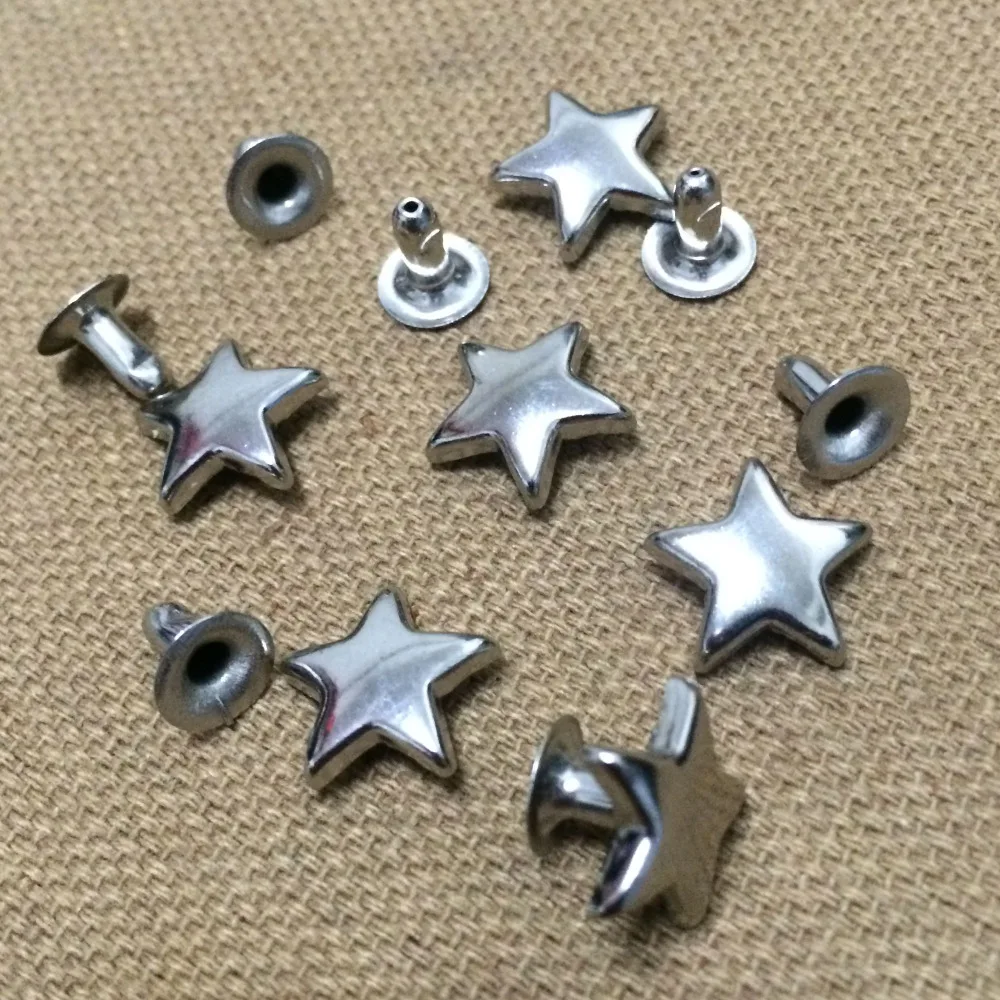 100PCS 12MM Silver Star Studs Punk Spike Studs Spots Fashion Rivet DIY Bags Belt Shoes Wallet Craft Fit For DIY Shipping Free