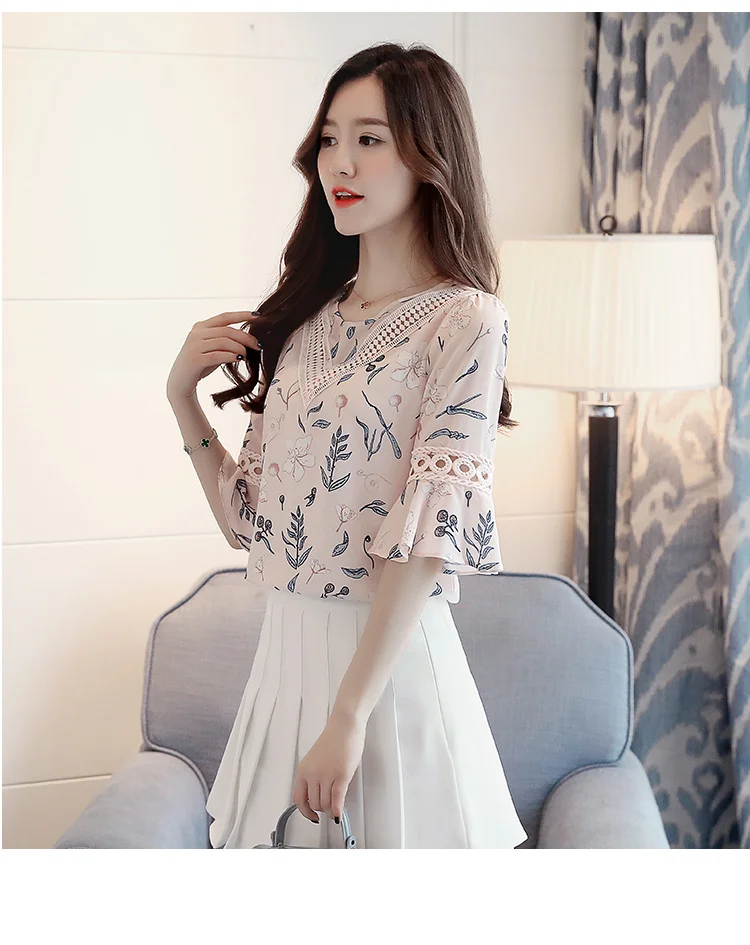 2018 Phụ Nữ Tắt Vai Ngắn Tay Áo Áo Cánh In Hoa Voan Áo Sơ Mi Giản Dị Phụ Nữ Quần Áo Nữ Blusas Phụ Nữ Tops