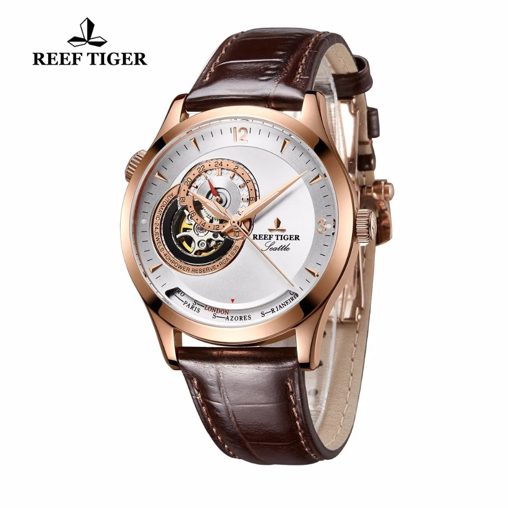 Reef Tiger/RT Men\'s Casual Watches Luxury Rose Gold Automatic Watches Designer Watch RGA1693