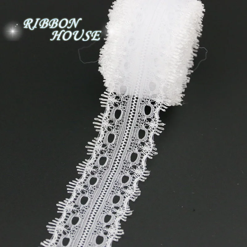 (5 yards/roll) White lace fabric Webbing Decoration Love gift packing Material (20/25/30/35/40mm)