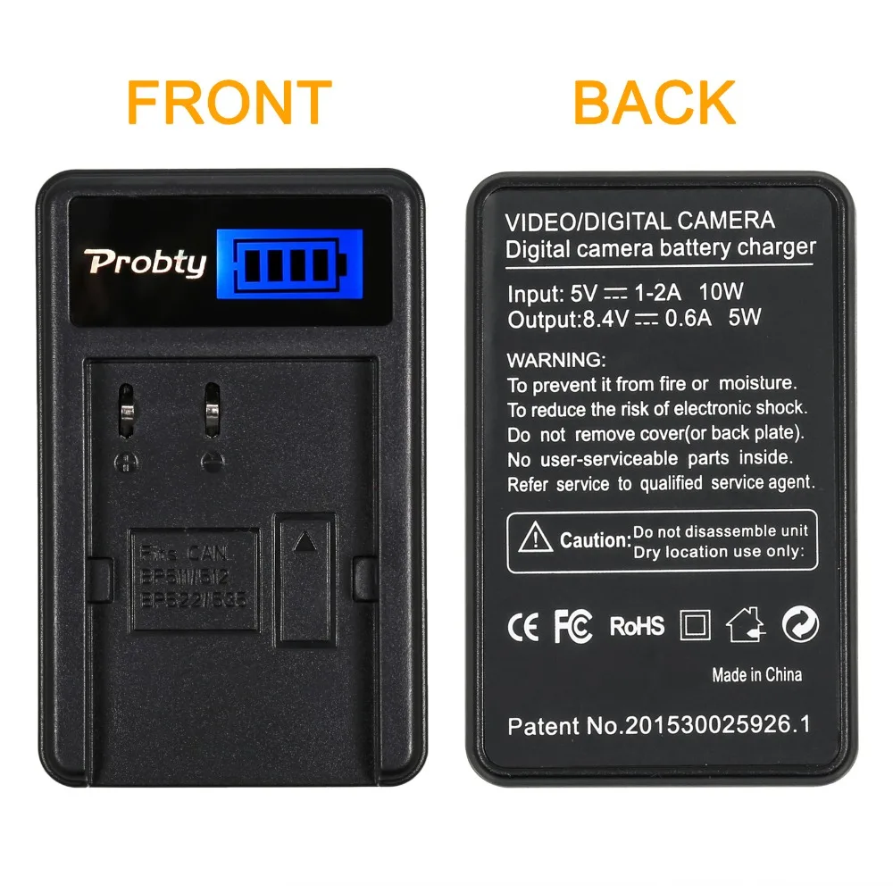 Probty 1Pcs 7.4V 2600mh BP-511 BP 511 BP511 Batterie + LCD USB Chargeur pour appareil photo Canon EOS 40D 300D 5D 20D 30D 50D G6 G5 G3 G2 G1