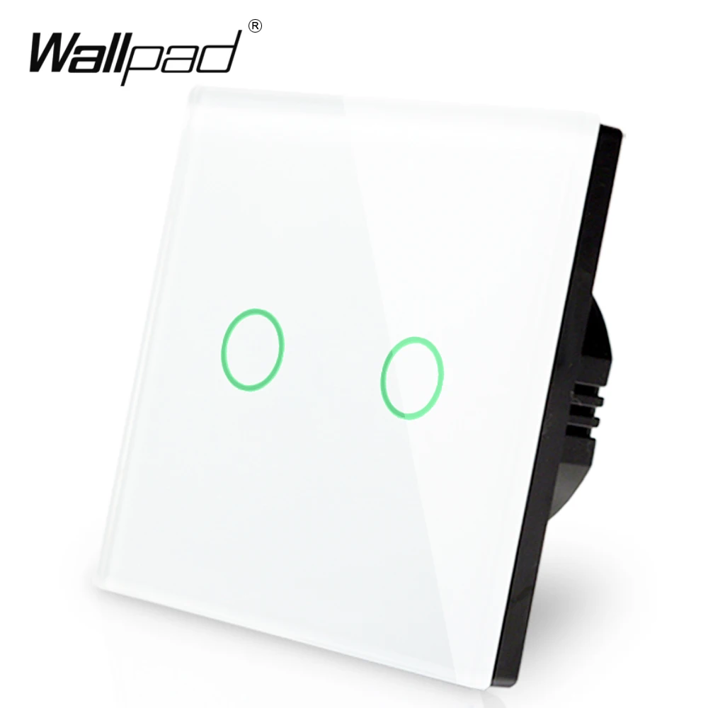 New Arrival Wallpad EU UK 110V-220V 2 Gangs 2 Way 3 Way Position White Glass Panel Touch Button Wall Lights Switch Power Supply