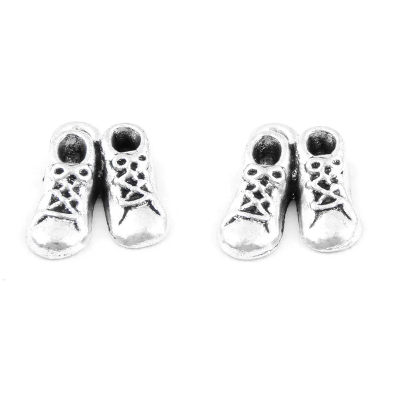 15Pcs  Silver Color Cute Bady Shoes Charms Children Gift Pendant Accessories Finding Bracelet Necklaces Jewelry 11X8mm A3118