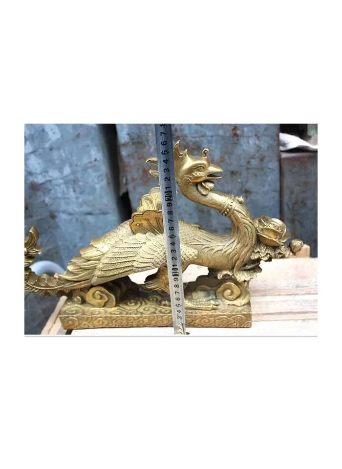 

Chinese Royal copper Brass famous vermeil sparrow phoenix Bird Fly Beast statue