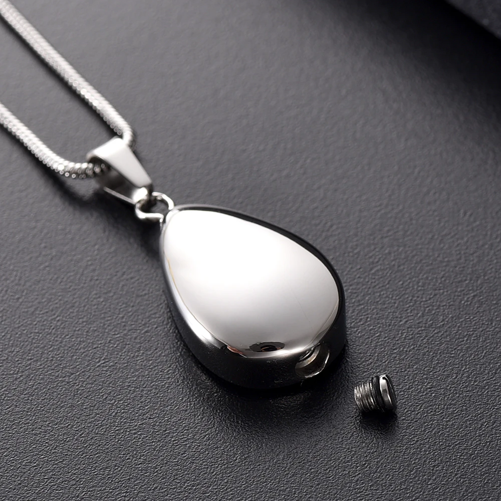 Double 11 Mini Teardrop Cremation Urn Necklace Pendant Stainless Steel Ashes Keepsake Jewelry