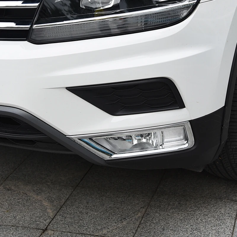 For Tiguan L Tiguan MK2 2016 2017 2018 ABS Chrome Car head front fog light lamp frame panel Cover Trim car styling Accessories 2
