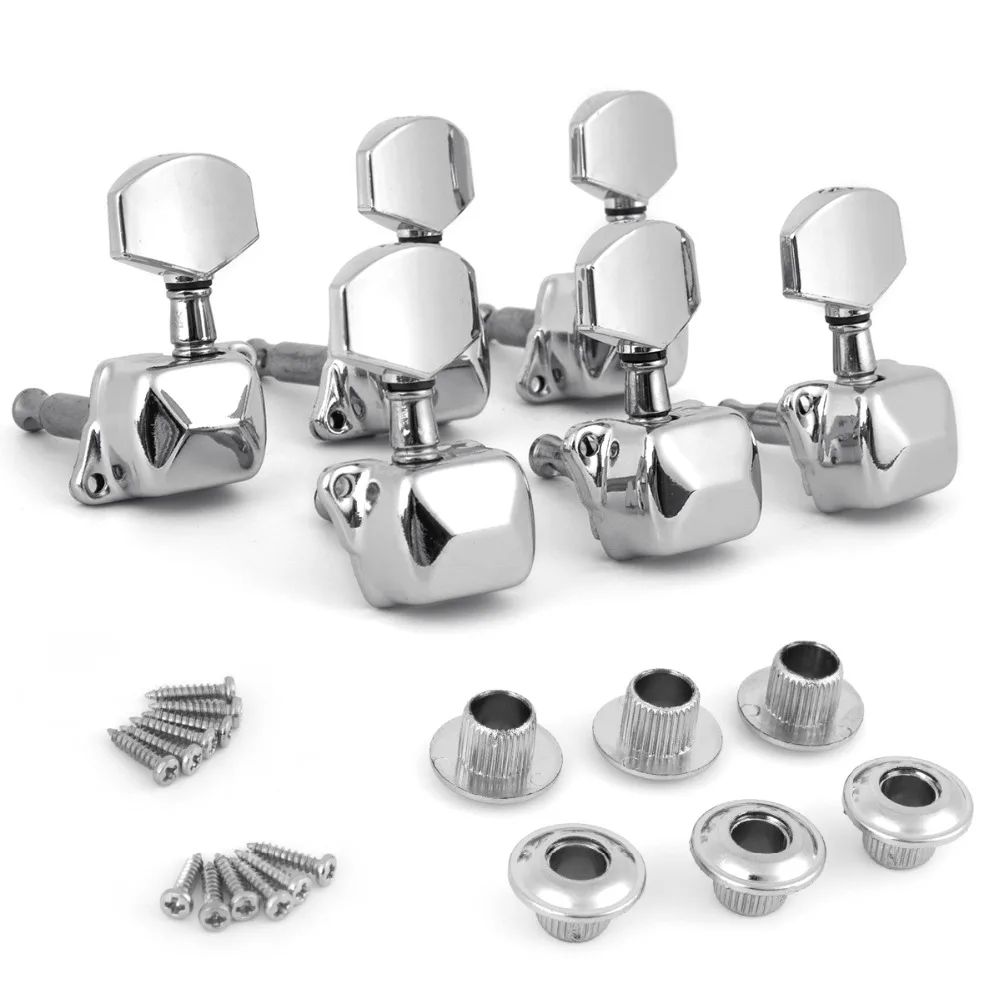 Guitar Tuning Pegs Acoustic Guitar String Semiclosed Machine Heads Tuners 3Lx3R Chrome