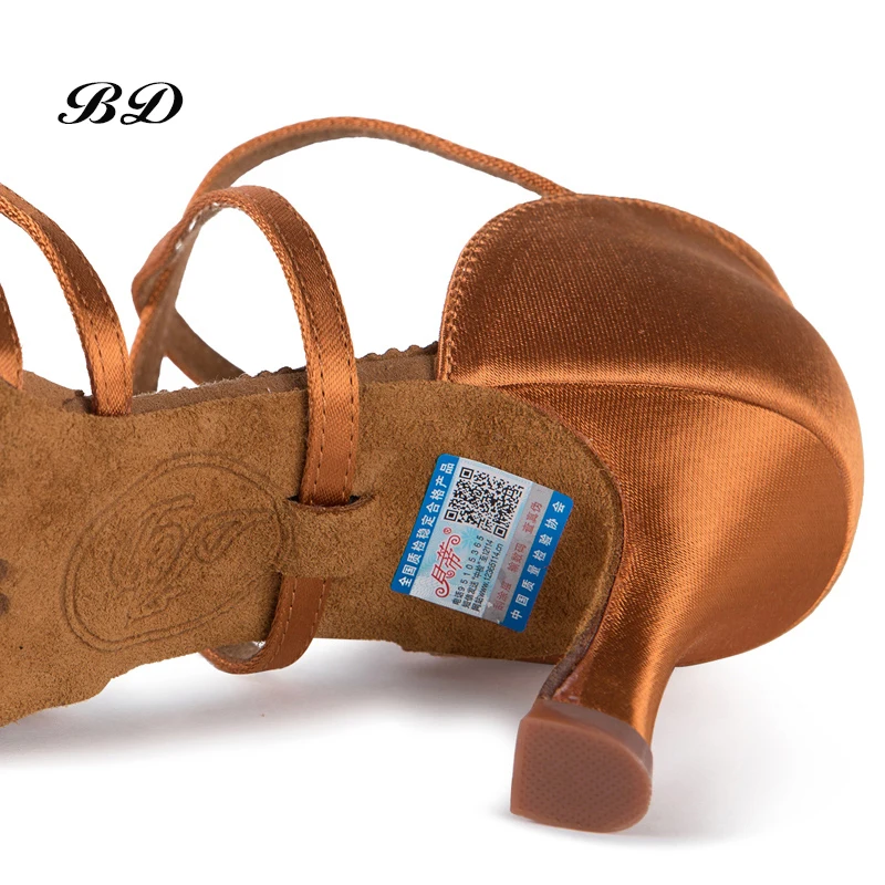 Sneakers dans ayakkabıları marka parti balo salonu kadın Latin kahverengi yüksek kaliteli kadın aşınmaya dayanıklı taban BD 216 saten BDSALSA topuk