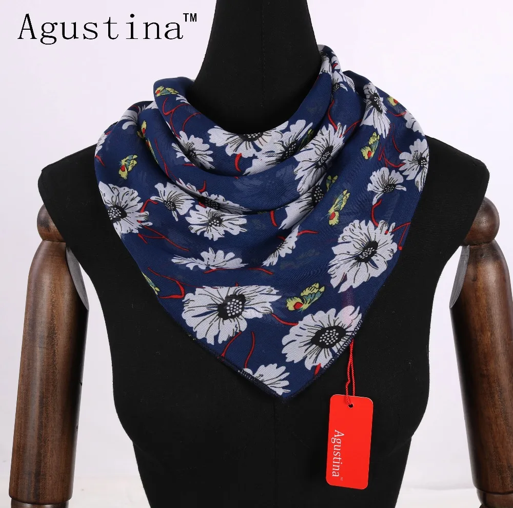 2021 chiffon summer women luxury brand fashion 60*60 square scarf scarves femme for ladies Shawl wraps scarfs Buff on neck