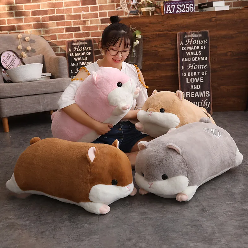 New 50-90CM Cartoon Hamster Plush Toys Soft Long Bolster Cute Stuffed Animals Pillow Boy Girl Birthday Gifts Home Decor