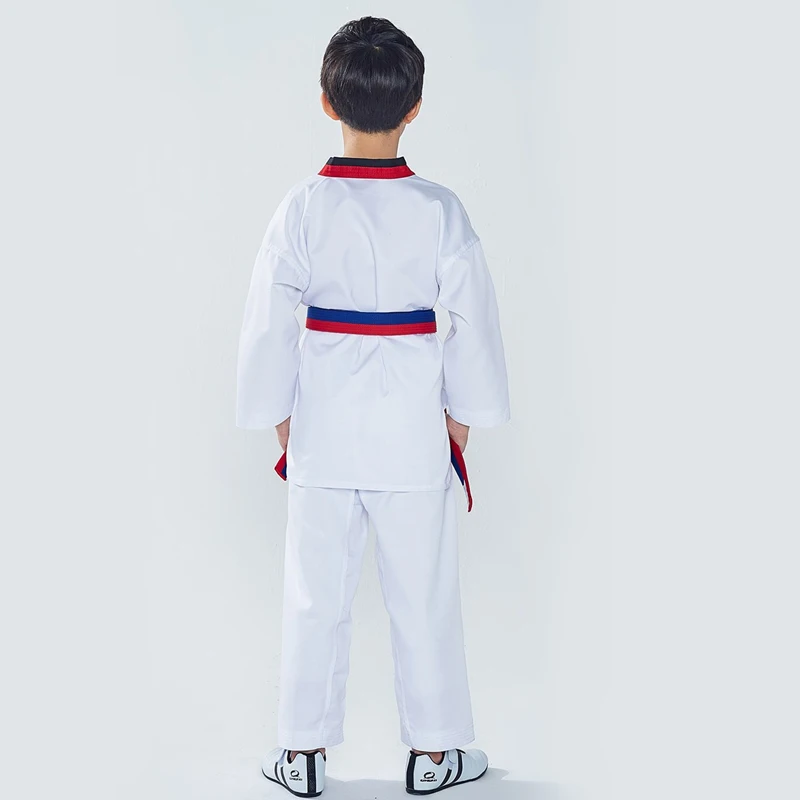 White Cotton Taekwondo Uniforms Karate Judo Taekwondo Dobok Clothes Children Adult Unisex Long Sleeve Suit TKD Clothing