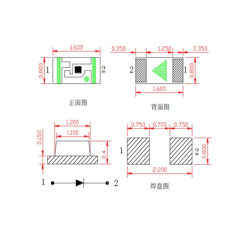 3000PCS/LOT 1608 0603 white SMD LED super bright lamp bead light emitting diode luminous tube 0.4 thickness