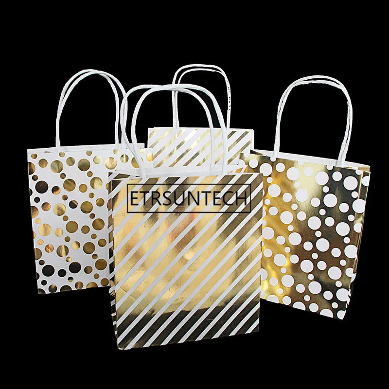 120pcs Gold/Silver/Red Hot Stamping Paper Gift Bag Mini Portable Bags Wedding Party Favor Baby Shower Candy Boxes