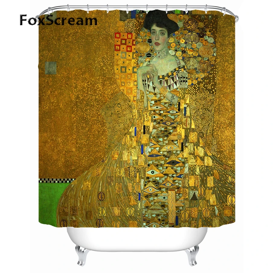 Gustav Klimt Shower Curtain Bath Curtains For Bathroom Waterproof Big Curtain Shower Frabic Shower Curtains in Bath