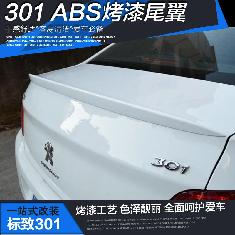 For Peugeot 301 2013-2020 Rear Wing Spoiler, Trunk Boot Wings Spoilers paint ABS 3M Paste