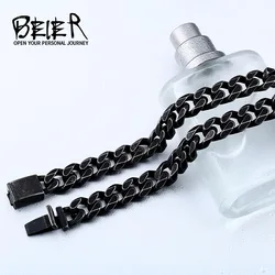 BEIER Vitage Stainless steel Make Old Flat Trimming Chain Bracelet Bangle man Domineering Style Of Personality Gift BC8-051