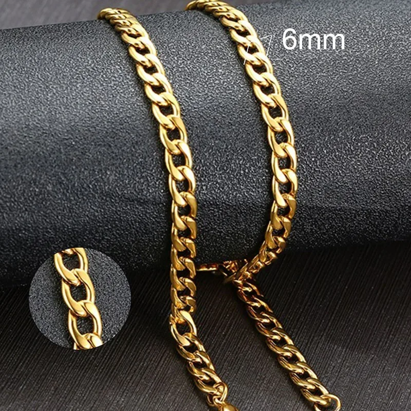 Vnox männer Cuban Link Kette Halskette Edelstahl Schwarz Gold Farbe Männlichen Halsband colar Schmuck Geschenke für Ihn