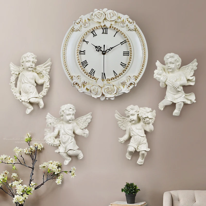 European Creative Resin Angel Home Furnishing Decoration Crafts 3D Three-dimensional Wall Background Mural Ornaments Accessories