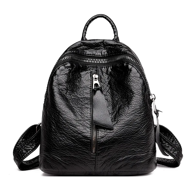 Mini Backpack Female soft PU Leather Backpacks For Teenage Girls Fashion Shoulder Bags Black Mochila Feminina Daypack purse