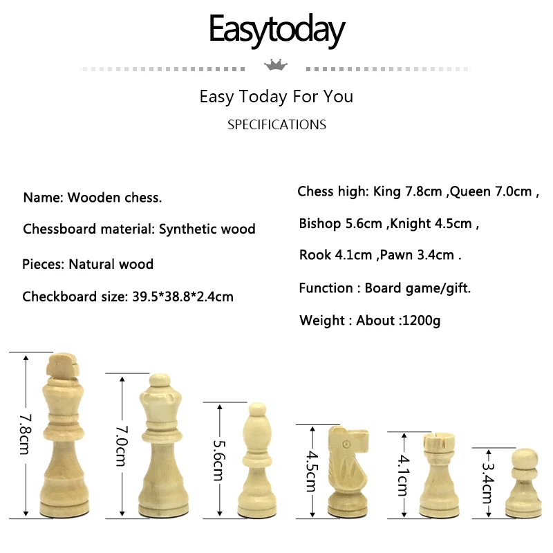 Easytoday Magnetic Folding Chess Games Set Wooden Chessboard Solid Wood Chess Pieces High-quality Table Entertainment Games Gift