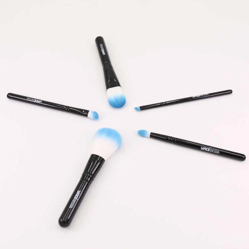 YAQI 5Pcs Mini วิกผมปลอมด้ามไม้แปรงเครื่องสำอางชุดเดินทาง Kuas Rias ชุด