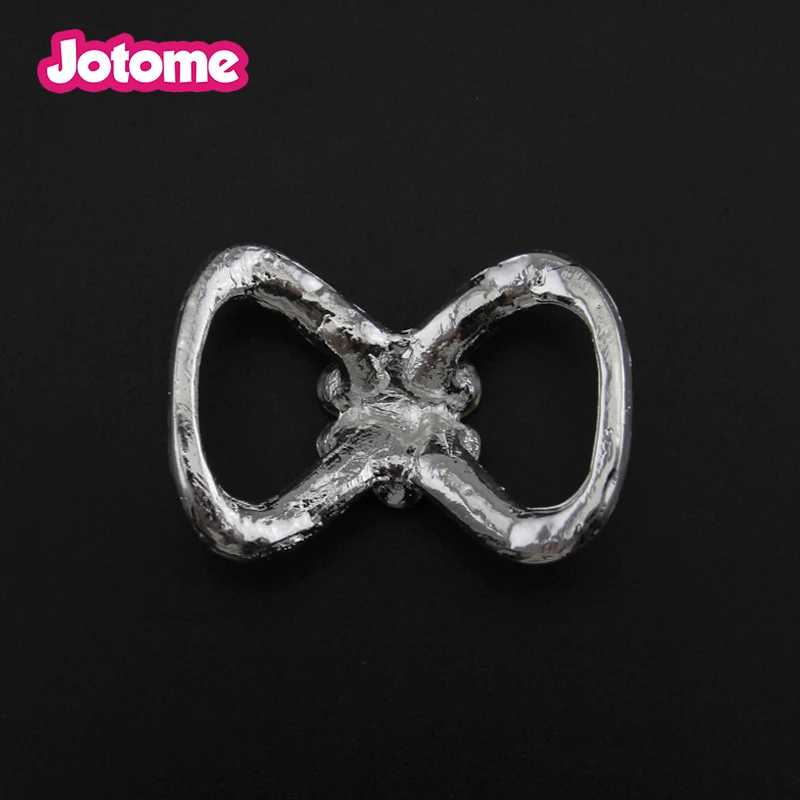 100pcs/lot 50mm Rhinestone Bow ribbon slider buckle For Wedding Invitation card