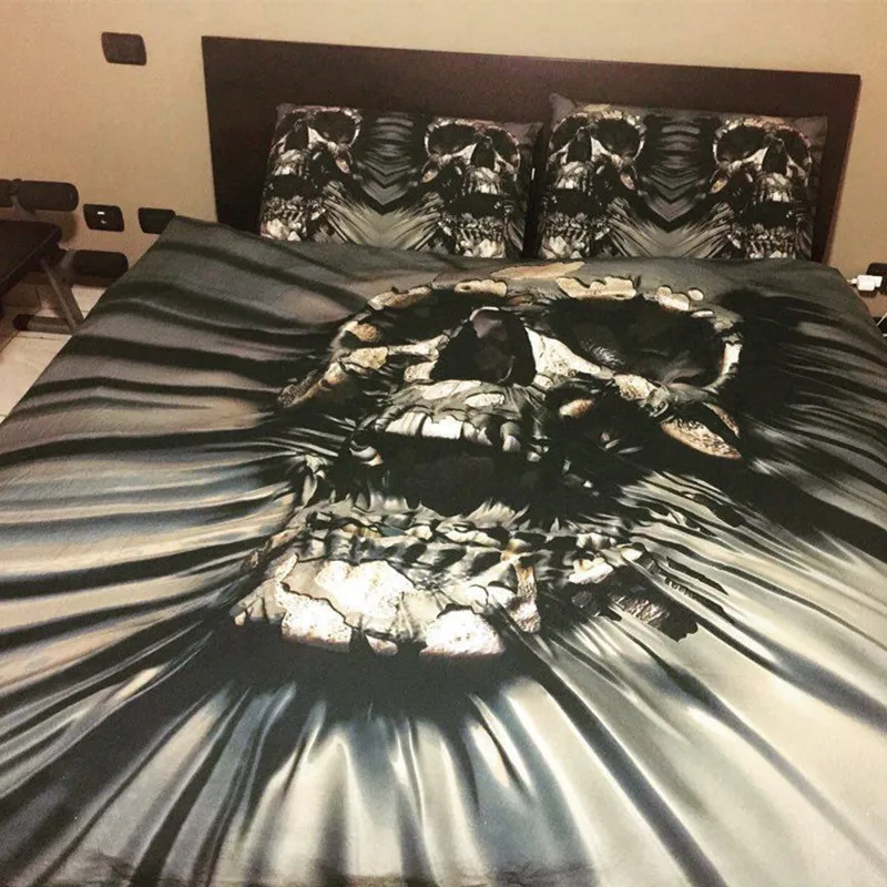 

Yi chu xin 3d sugar skull bedding set skull duvet cover set with pillowcase bed set queen size comforter sets drop ship