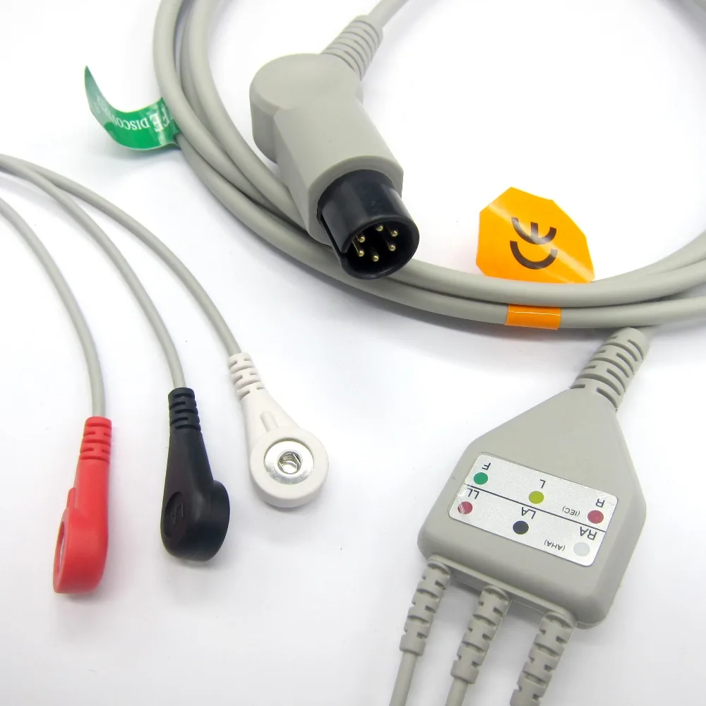 

One-piece ECG cable with 3leads snap for Edan IM8B,IM9B patient monitor