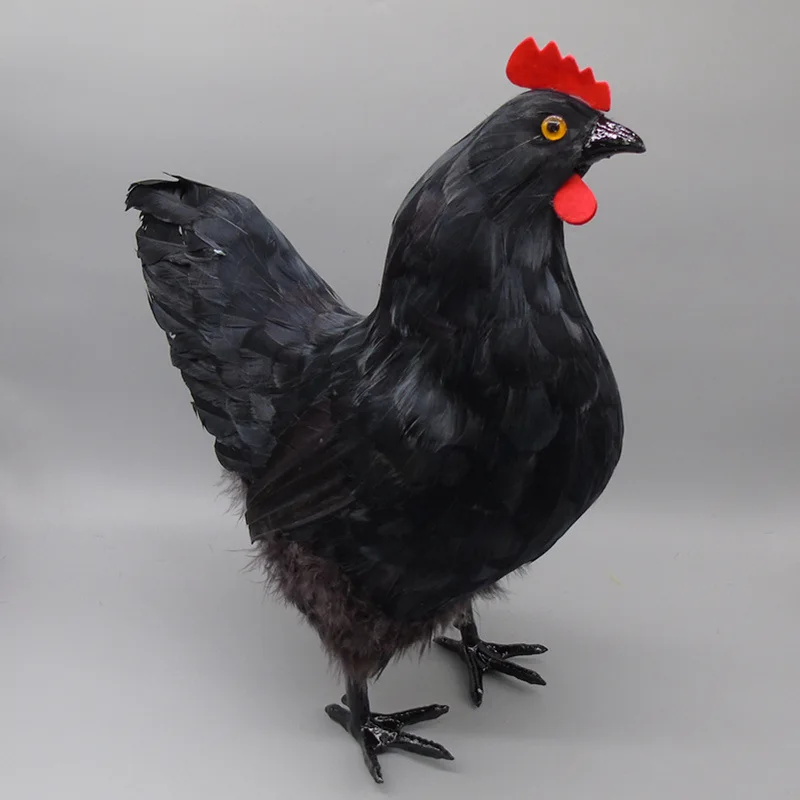 1:1 simulation chicken black hen model polyethylene&feathers standing hen large 40x39cm,home decoration gift b0388