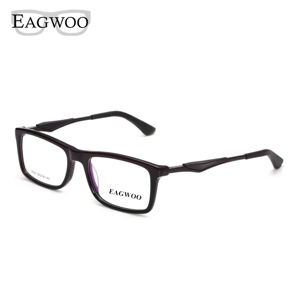 EAGWOO Eyeglasses Full Rim Optical Frame Prescription Spectacle Men Big Size Fashion Super Light Spring Temple Glasses 7023