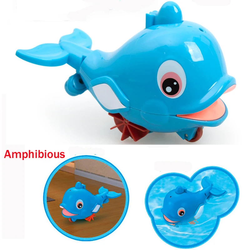 Kid Bathtub Bath Toy Water Spray Dolphin Model Pull Rope Toy Funny Waterwheel Squirt Car Children Gift