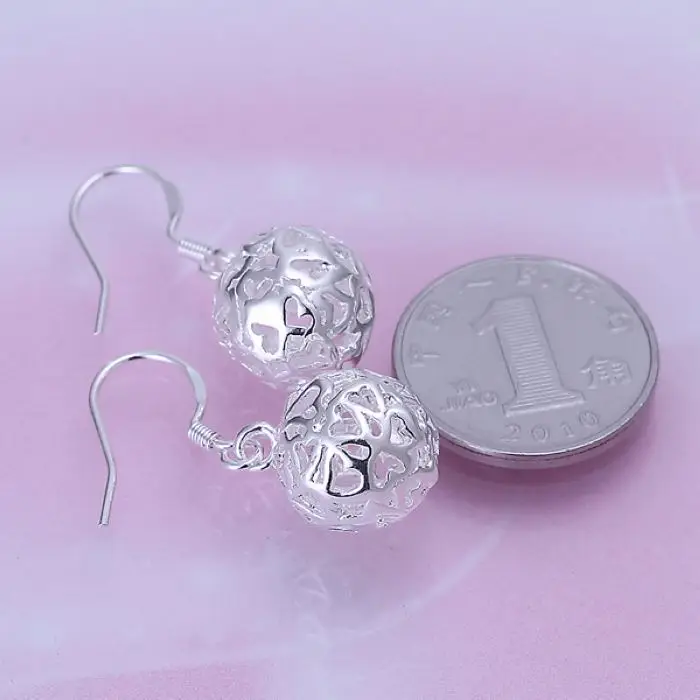 Women lady lovely fashion high quality silver color ball party Dangle Earring Jewelry factory price free shipping E100