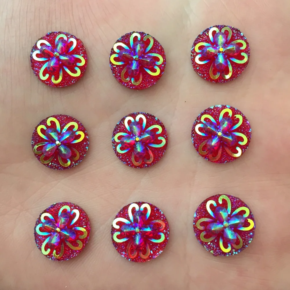 DIY 60PCS 12mm AB round Resin Rhinestone Flatback Scrapbooking for phone/wedding D78