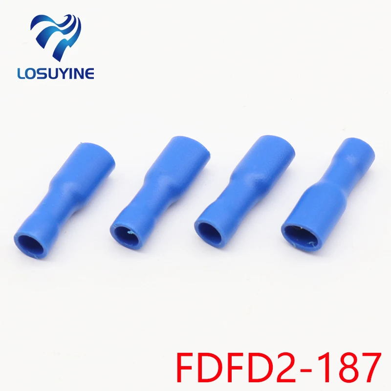 FDFD2-187 FDFD2.5-187 Female Insulated Electrical Crimp Terminal for 1.5-2.5mm2 Connectors 100PCS/Pack Cable Wire Connector FDFD