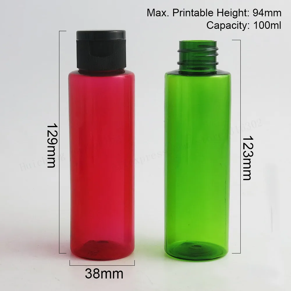 30 X 100ml DIY clear amber blue red green white pet plastic dispensing bottles Plastic Cosmetic Containers with Snap Top Cap