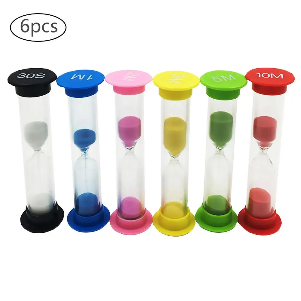 6pcs Colorful Hourglass Sandglass Sand Clock Timers Hourglass For Kids Best Gift