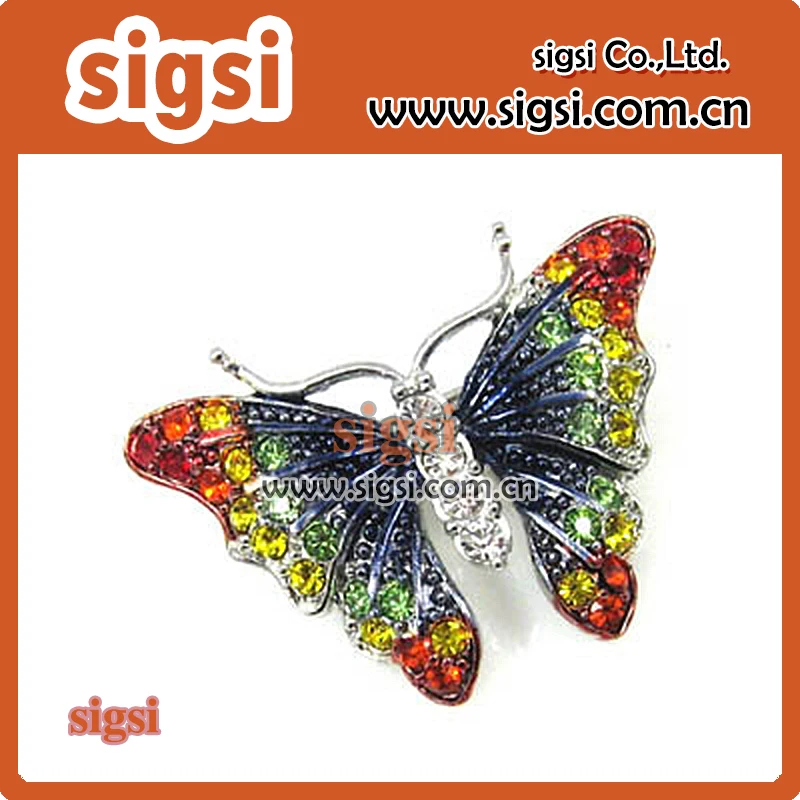 

100pcs colorful butterfly acrylic wedding decorative sparkly rhinestone brooch pin