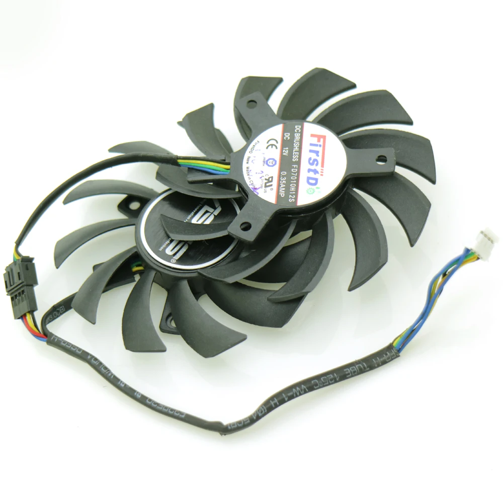 2pcs/lot FD7010H12S DC 12V 0.35A 75mm For ASUS GTX760 DirectCU II Graphics Card Fan 4Pin